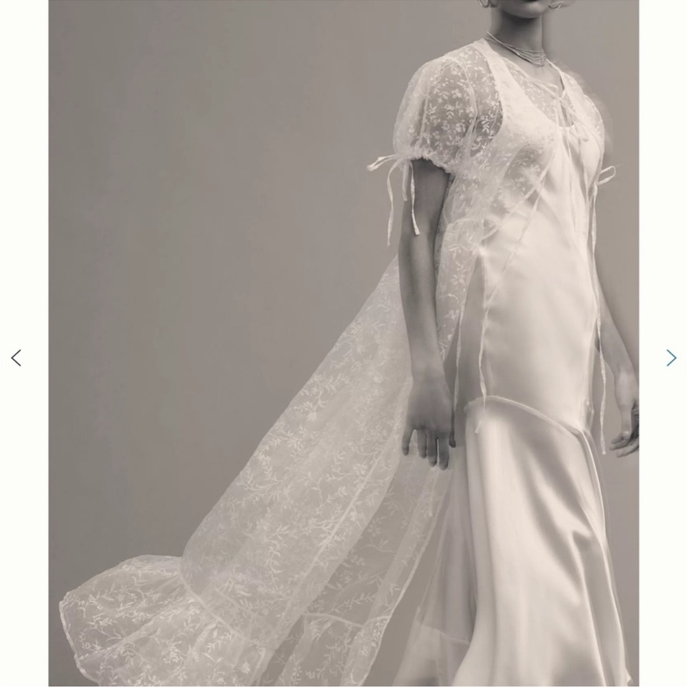 Anthropologie Organza Duster Sheer Short Sleeve Maxi Dress White OS NWT